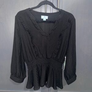 Black Peplum Women's Top